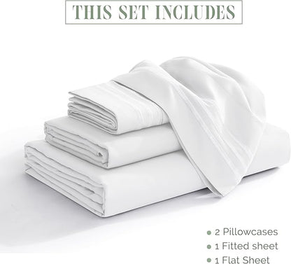 Elegant Comfort Luxurious 1500 Premium Hotel Quality Microfiber 4-Piece Sheet Set, 18-24 Inches Deep - Extra Deep Pocket Sheets - Ultra Soft 4PC Deep Pocket Sheets, King, White