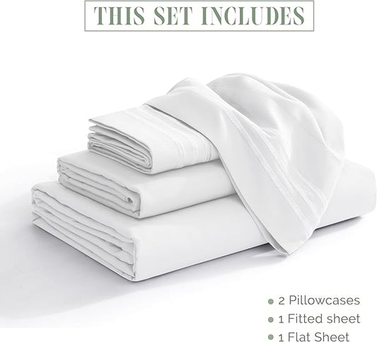 Elegant Comfort Luxurious 1500 Premium Hotel Quality Microfiber 4-Piece Sheet Set, 18-24 Inches Deep - Extra Deep Pocket Sheets - Ultra Soft 4PC Deep Pocket Sheets, King, White