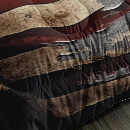 Deer Bedding Sets for Kids Boys Girls Room Decor,Hunting Themed American Flag Bedding Comforter Sets,Western Comforter Sets Camo Full Bedding Set with 2 Pillowcases.
