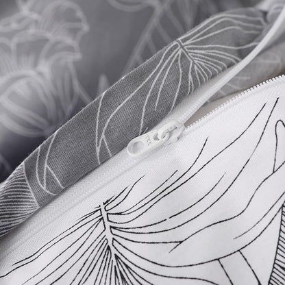 OAITE Duvet Cover Set,100% Cotton Comforter Cover with Leaf Pattern Duvet Cover Set,Soft Bedding Set Includes with 3 Piece (2 Pillow Shams,1 Duvet Cover)