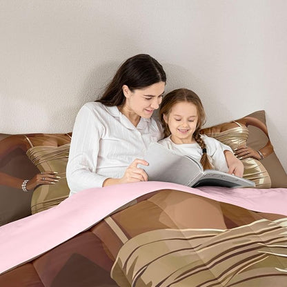 Erosebridal Fashion Black Woman Bedding Set for Kids Vogue Black Girls King Comforter Set Fashionable Gorgeous Duvet Insert for Girls Women Teens Romantic Fashion Theme Quilt with 2 Pillow Cases
