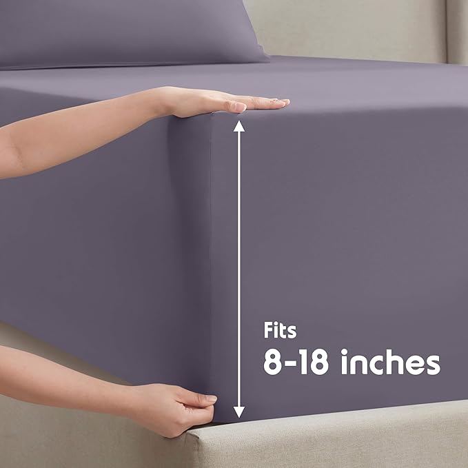 Nestl California King Sheet Set - 1800 Ultra-Soft Microfiber Cal King Bed Sheets - Double Brushed - Deep Pockets - Easy Fit - 4 Piece Set - Bed Sheets (California King, Grayish Purple)