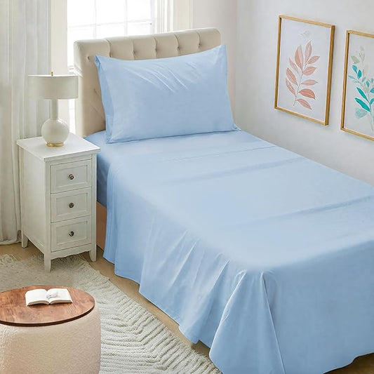 Mejoroom Twin XL Size Sheet Set - Soft Microfiber Bed Sheets,Deep Pocket Fitted Sheet, Soft, Breathable, Wrinkle & Fade Resistant - 3 Piece (Light Blue)