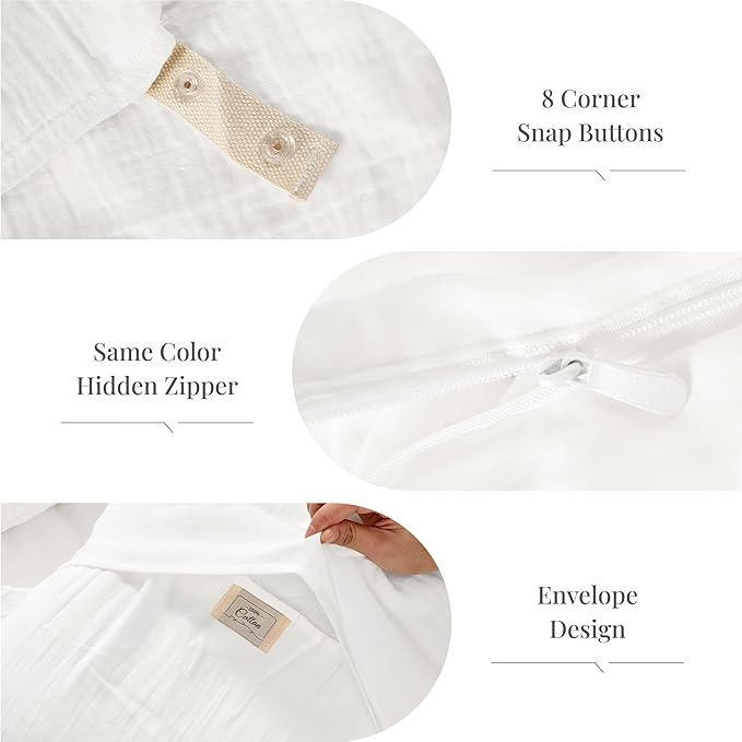 Off White Twin Duvet Cover, 100% Sandwashed Cotton Soft Twin Size Duvet Cover Set 3 Pieces with Zipper Clousre & Corner Buttons (Off White, Twin 69 x 90)