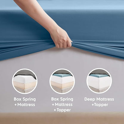 Nestl Full XL Sheet Set - Luxury 1800 Ultra-Soft Microfiber Full Extra Long Bed Sheets - Double Brushed - Deep Pockets - Easy Fit - 4 Piece Set - Bedding Sheets & Pillowcases (Full XL, Blue Heaven)