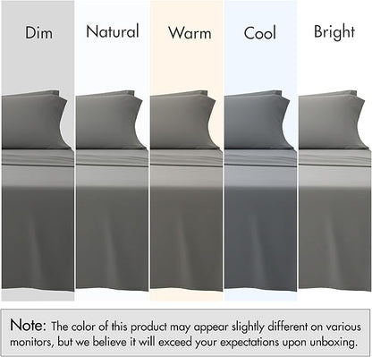 RUVANTI 100% Cotton Sheets – Queen Size Percale Bedding, Cooling & Breathable, Durable with a Crisp, Soft & Comfortable Feel, 16" Deep Pocket, 4-Piece Set, Mist Grey