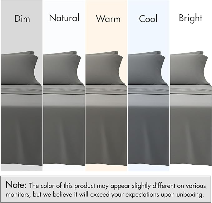 RUVANTI 100% Cotton Sheets – Twin Size Percale Bedding, Cooling & Breathable, Durable with a Crisp, Soft & Comfortable Feel, 16" Deep Pocket, 3-Piece Set, Mist Grey