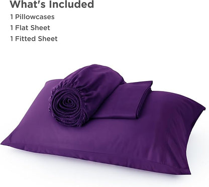 Bedsure Cooling Sheets Twin XL, Rayon Derived from Bamboo, PureWoven, Breathable & Soft Twin XL Sheet Sets, Deep Pocket Up to 16 Inches, Hotel Luxury Silky Dorm Bedding for Hot Sleepers, Plum