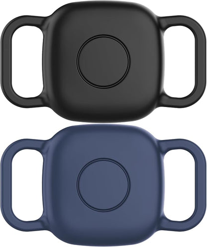 DDJ Waterproof Dog Collar Holder for Life360 Tile Mate Tracker, 2-Pack Durable Silicone Cover, Anti Lost for Life 360 Tile Tracker Case for Cat & pet Collars, Easy Installation, Black,Blue