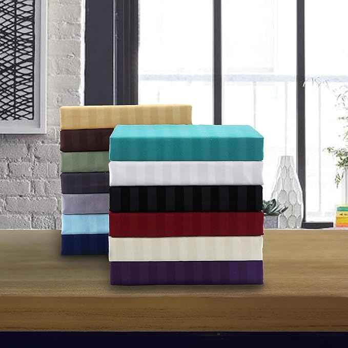 Elegant Comfort Softest and Coziest 6-Piece Sheet Set - 1500 Premium Hotel Quality Microfiber - Deep Pocket, Wrinkle Resistant 6-Piece Damask Stripe Bed Sheet Set, California King, Coral