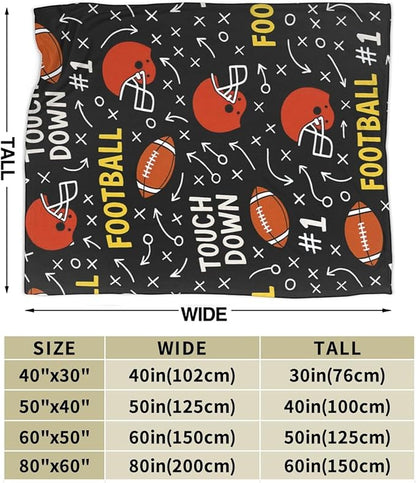 American Football Blanket Super Soft Warm Fluffy Fleece Flannel Ball Sports Throw Blanket Cozy Fuzzy Plush Football Stuff Bedding Blankets Gifts for Teens Boys Kids Women Girls Adults 80"X60"