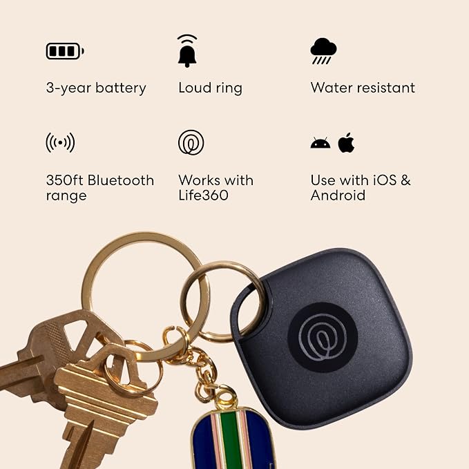 Life360 Tile - Bluetooth Tracker, Keys Finder and Item Locator for Keys, Bags and More. Phone Finder. Both iOS and Android Compatible. 2-Pack (Black)