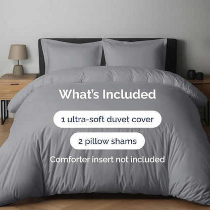Duvet Cover Cal King Size Set - Extra Soft Cal King Duvet Cover 104" x 98" with 2 Pillow Shams - Hotel Luxury, Easy Care & Fade Free w/ Zipper Closures & Ties - Comfy, Cozy & Breathable (Steel Blue)