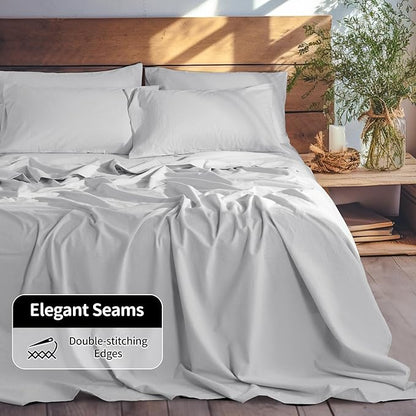 LBRO2M 100% Pure Linen Sheet Set Deep Pocket Up to 16" Bed Sheets Sets, Natural Flax Beddings Soft, Breathable, Comfortable for All Seasons 6 Pcs Sheet Set Cal King Size, Grey