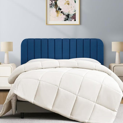 King Headboard Only - Upholstered Headboard for Bed, Easy Assembly, Velvet Covered Sponge, Place Between Bed & Wall, Adjustable Metal Legs with Non-Slip Pads, Blue