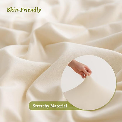 Stretchy Body Pillow Case Cover - Jersey Knit Long Pillowcase for Body Pillow, 1 Pack - Envelope Closure & Skin-Friendly, Soft and Breathable for Sleeping, 20"x54", Beige