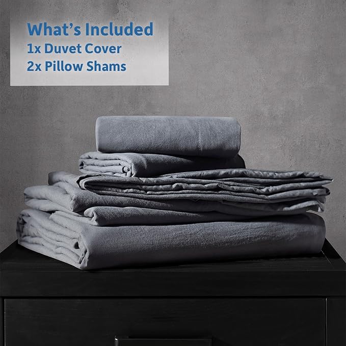 Nestl Dark Grey California King Duvet Cover Sets - Soft Prewashed Cal King Duvet Cover, 3 Piece, with Zipper Closure, 1 Duvet Cover 104x98 inches and 2 Pillow Shams
