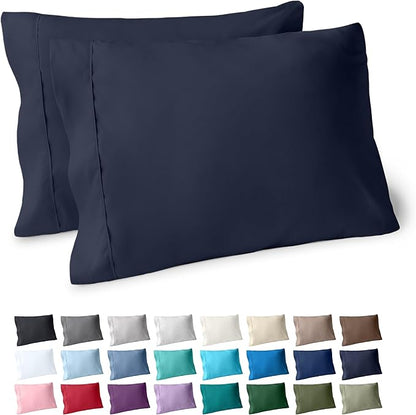 Bare Home Premium 1800 Ultra-Soft Microfiber Pillowcase Set - Double Brushed - Hypoallergenic - Wrinkle Resistant (King Pillowcase Set of 2, Midnight Blue)