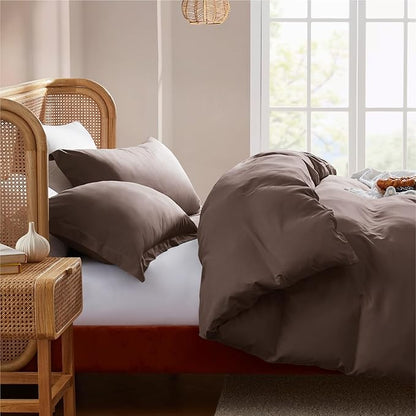 Nestl Chocolate Brown California King Duvet Cover Sets - Soft Double Brushed Cal King Duvet Cover, 3 Piece, with Button Closure, 1 Duvet Cover 104x98 inches and 2 Pillow Shams