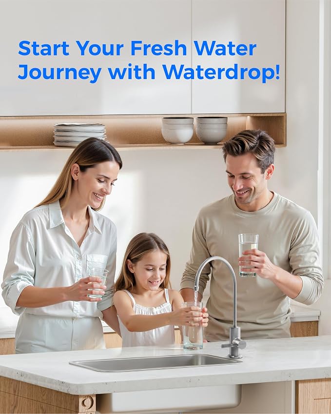 Waterdrop G2FCT-BN Drinking Water Faucet, NSF/ANSI 372 Certified, Brushed | RO Water Filter Faucet for Kitchen Bar Sink, Lead-Free, 304 Stainless Steel, Single Handle, 360° Swivel Spout