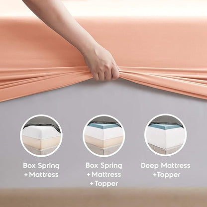 Nestl King Sheet Set - Luxury 1800 Ultra-Soft Microfiber King Bed Sheets - Double Brushed - Deep Pockets - Easy Fit - 4 Piece Set - Bedding Sheets & Pillowcases (King, Peach)