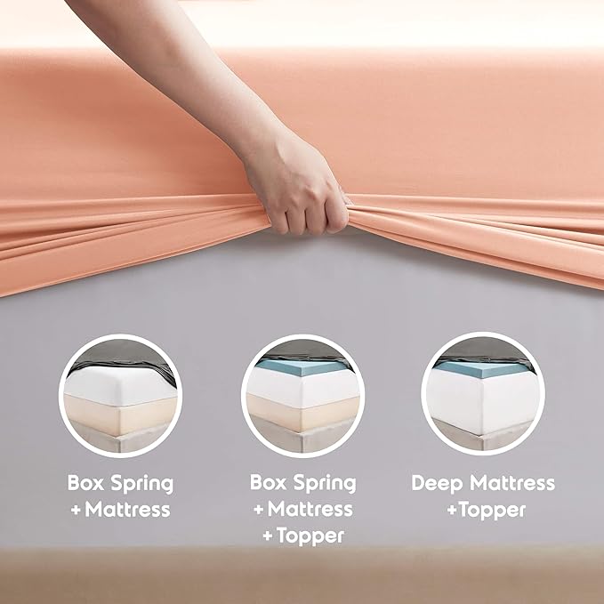 Nestl Twin XL Sheet Set - College Dorm Size - Luxury 1800 Ultra-Soft Microfiber Twin Extra Long Bed Sheets - Deep Pockets - Easy Fit - Extra Soft - 3 Piece Set (Twin XL, Peach)