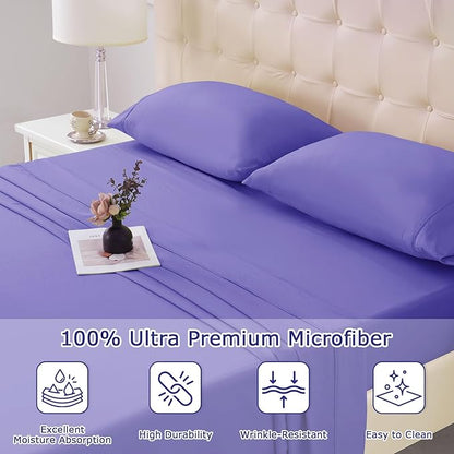 Full Size Bed Sheet Set - 4 Piece Soft Microfiber Sheets with Deep Pockets, Cooling Technology, and Wrinkle-Free Pillowcase. Hotel-Quality, Durable Bedding, Very Peri