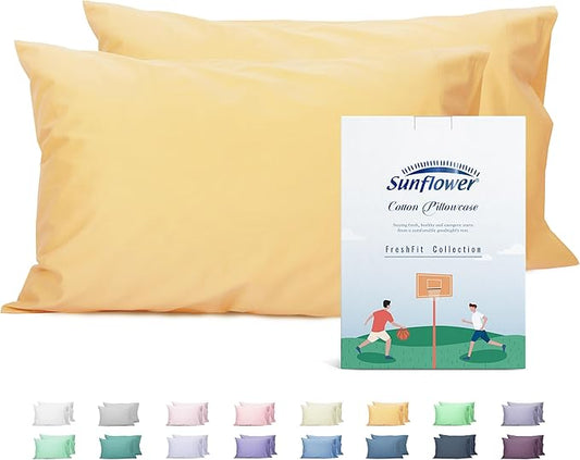 Sunflower Queen Pillowcases Set of 2, 100% Cotton Queen Pillow Cases 2, 20×30 inches Sheepskin, Soft and Breathable