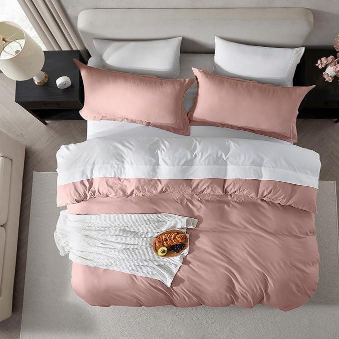 Nestl Blush Pink Duvet Cover King Size - Soft Prewashed King Duvet Cover Set, 3 Piece, with Zipper Closure, 1 Duvet Cover 104x90 inches and 2 Pillow Shams