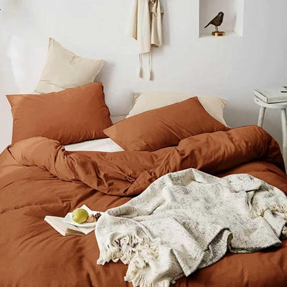 ETDIFFE Burnt Orange Queen Size Comforter Set, 3pc Terracota Aesthetic Modern Bedding Set - Soft & Lightweight Caramel Rust All Season Microfiber Down Alternative Bed Comforter with 2 Pillow Shams