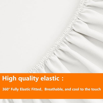 TAIMIT Ivory Twin Size Comforter Set - 5 Pieces, Bed in a Bag Bedding Sets with All Season Soft Quilted Warm Fluffy Reversible Comforter,Flat Sheet,Fitted Sheet,1 Pillow Shams,1 Pillowcases