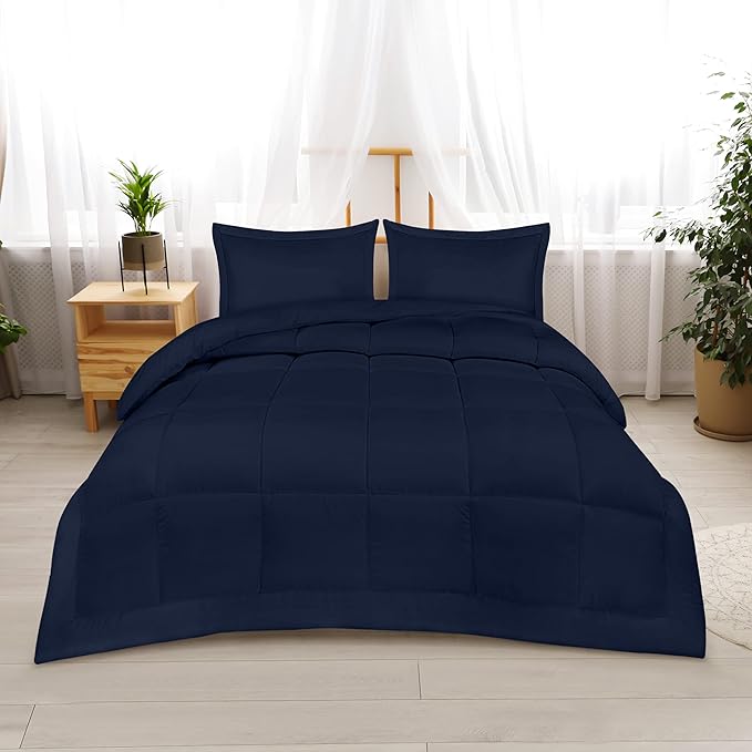 Utopia Bedding King Comforter Set Navy, Comforters King Size 3 Pieces Bedding Comforters Sets, Down Alternative Soft Bed Set, 1 Comforter (90 x 102 inches) 2 Pillow Shams (20 x 36 inches)