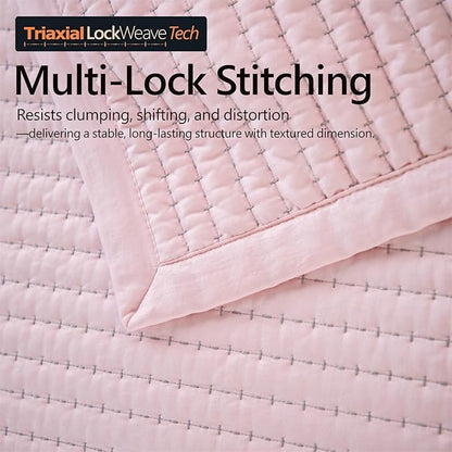 Max Oversized California King Quilt Set – 112"x106"Soft Washed Lightweight Bedspread,Multi-Lock Quilting,Minimalist Nordic Bedding, Spring & Summer Quilt Set (1 Quilt + 2 Pillow Shams), Pink