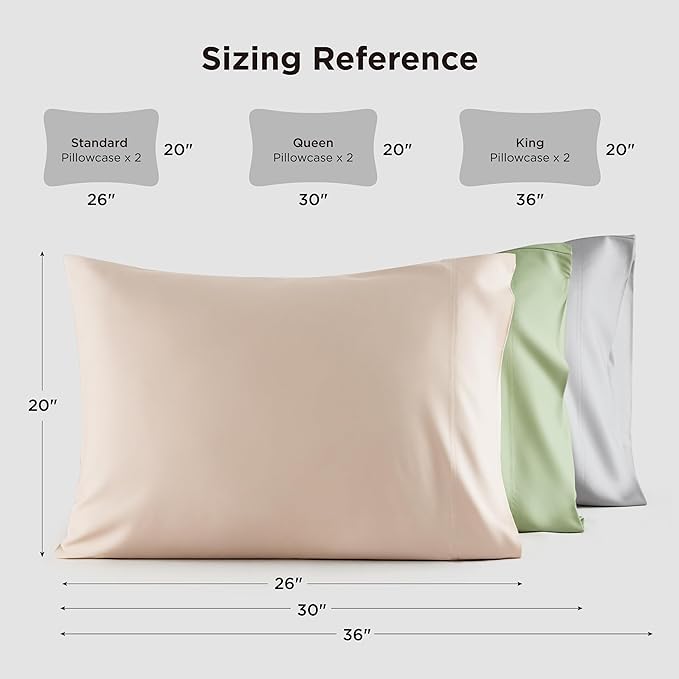 Bedsure Pillow Cases Queen, Cooling Pillow Cases, Rayon Derived from Bamboo Red Pillowcases Queen Size Set of 2, PureWoven Silky Soft Bedding Pillow Covers with Envelope Closure, 20x30 Inches
