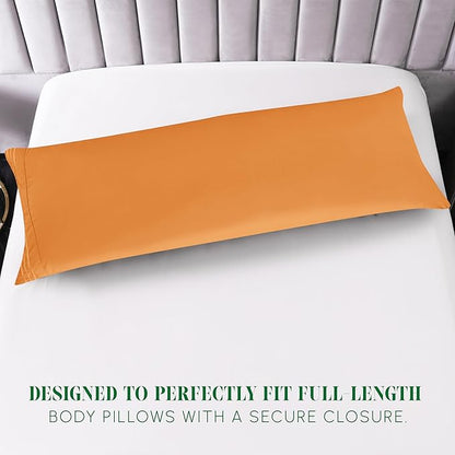 Elegant Comfort Luxury Ultra-Soft 1-Piece Body Pillowcase - 1500 Premium Hotel Quality Microfiber Double Brushed - Wrinkle Resistant, Body Pillowcase Size, Orange