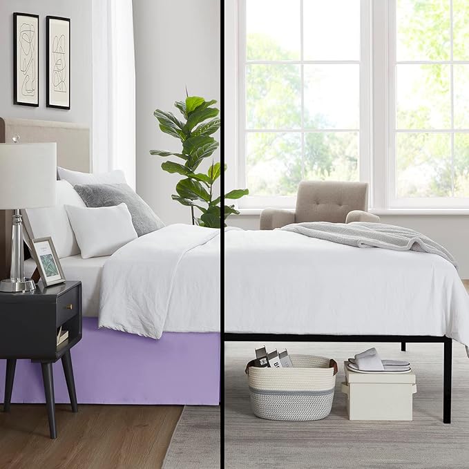 Nestl Lavender Bed Skirt Cal King Size - Cal King Bed Skirt 14 Inch Drop - Brushed Microfiber Bed Skirts - Hotel Quality Pleated Bed Skirt - Shrinkage & Fade Resistant