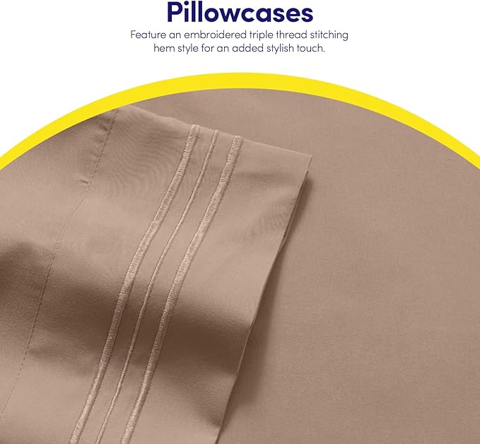 1500 Supreme Collection Full Sheet Sets Taupe - Luxury Hotel Bed Sheets and Pillowcase Set for Full Mattress - Extra Soft, Elastic Corner Straps, Deep Pocket Sheets, Full Taupe
