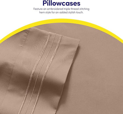 1500 Supreme Collection Queen Sheet Sets Taupe - Luxury Hotel Bed Sheets and Pillowcase Set for Queen Mattress - Extra Soft, Elastic Corner Straps, Deep Pocket Sheets, Queen Taupe
