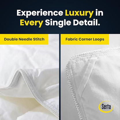 Serta Goose Feathers Down Fiber Comforter Queen Size Duvet Insert,100% Cotton,Hotel Luxury Hypoallergenic Comforter 58oz All Season Medium Warmth 90 x 90 in White