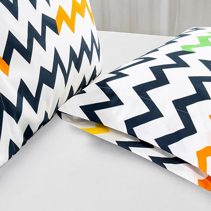 Elegant Comfort Luxury Ultra-Soft 2-Piece Pillowcase Set - 1500 Premium Hotel Quality Microfiber Double Brushed - Wrinkle Resistant, Standard/Queen, Chevron Pattern Colorful