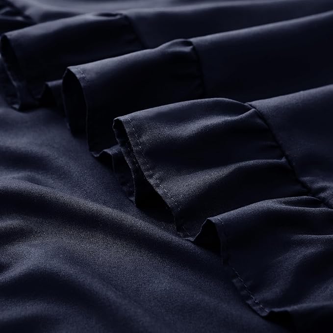KKJIAF Ruffle Pillow Cases Standard Size Set of 2, Ruffled Pillow Covers with Envelope Closure, Wrinkle Resistant Ruffled Pillow Shams 20" x 26", Navy Blue