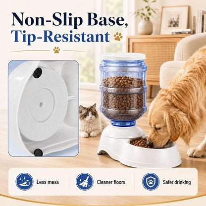 Automatic Dog Feeders - 3 Gallon Capacity Gravity Food Dispenser for Large Dogs and Cats