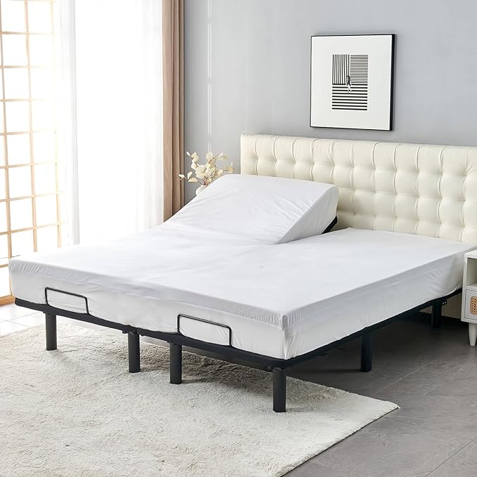 36-39" Split Top California King Mattress Protector for Adjustable Bed with Upper Flex Head Waterproof Ultra Soft Jersey Fitted Mattress Cover