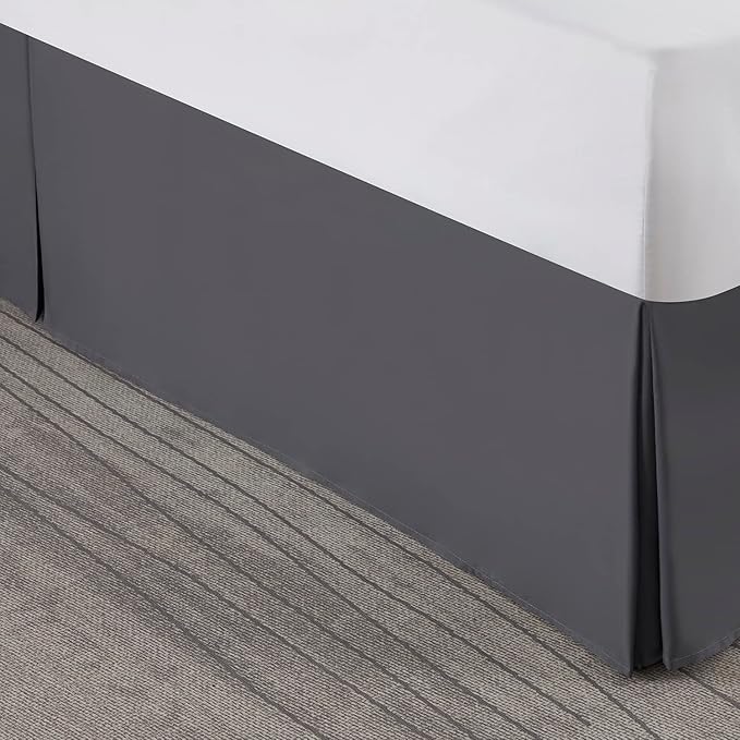 Nestl Dark Gray Twin XL Bed Skirt - Twin XL Size Bed Skirt 14 Inch Drop - Brushed Microfiber Bed Skirts - Hotel Quality Pleated Bed Skirt - Shrinkage & Fade Resistant