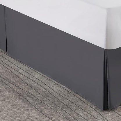 Nestl Dark Gray Twin Bed Skirt - Twin Size Bed Skirt 14 Inch Drop - Brushed Microfiber Bed Skirts - Hotel Quality Pleated Bed Skirt - Shrinkage & Fade Resistant