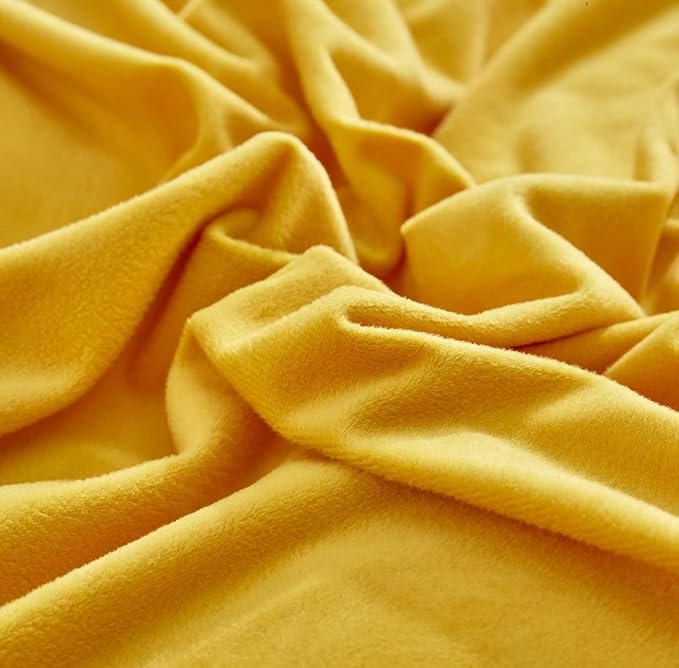 Houseri Velvet Comforter Set - Twin Girls & Boys Fluffy Bedding - Dark Yellow Sherpa & Mustard Fuzzy Flannel Plush Comforters