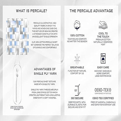 Nautica- Full Sheet Set, Cotton Percale Bedding Set, Crisp & Cool, Lightweight & Breathable (Harmead Navy, Full)
