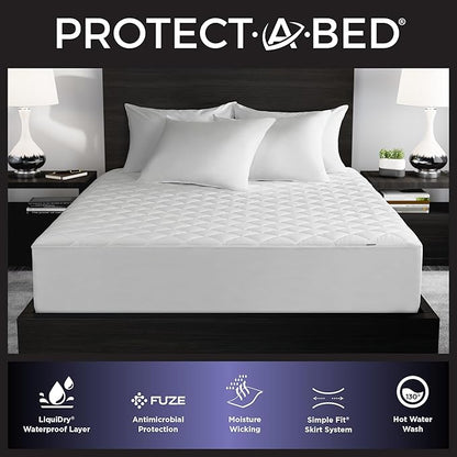 Protect-A-Bed Essential Mattress Pad Twin XL, 100% Waterproof, Dust Mite Barrier Mattress Pad, Breathable & Quiet, Antimicrobial, Fits 11"-18" Mattresses