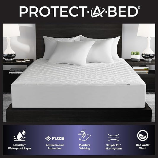 Protect-A-Bed Essential Mattress Pad Twin XL, 100% Waterproof, Dust Mite Barrier Mattress Pad, Breathable & Quiet, Antimicrobial, Fits 11"-18" Mattresses