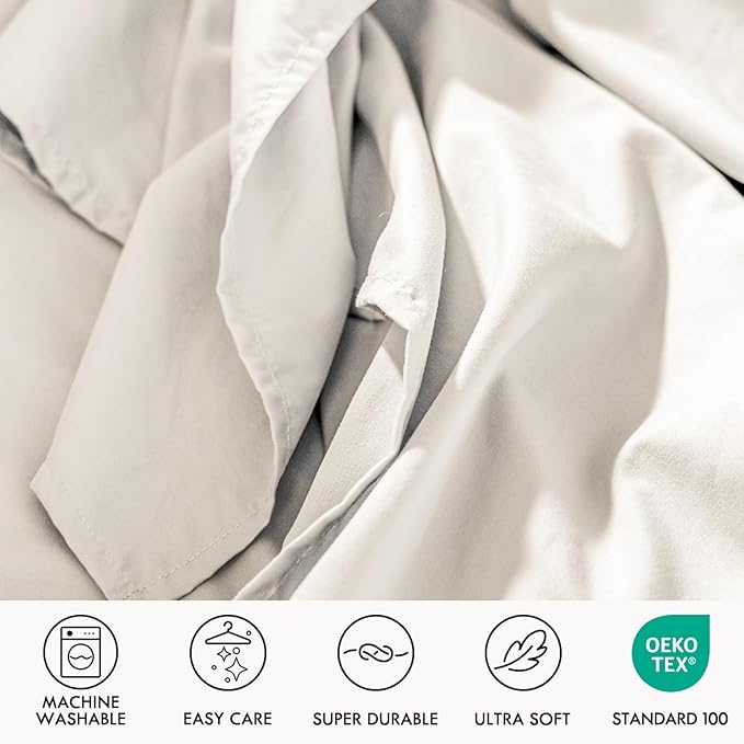 ClevaHome Full Size Sheet Set - 6 Piece Soft Breathable Luxury Bed Sheet Set - Shrinkage & Fade Resistant Embroidered Bedding Sheet with Deep Pocket, 2 Extra Pillowcases (Full, Crystal White)